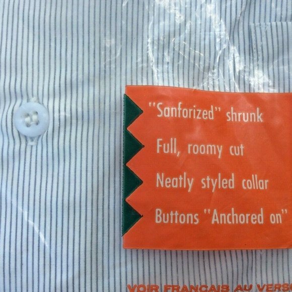 New Men's Sherwood Dress Casual Pin-Stripe Broadcloth Sanforized Shirt Sz 15 1/2 - Picture 4 of 11